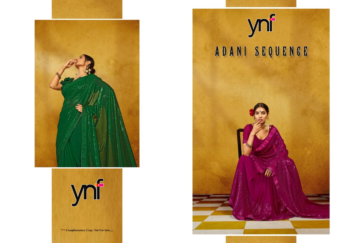 Ynf Adani Sequence Fancy Party Wear Heavy Georgette Saree Collection
